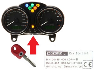 Ducati 1x chip Schlüssel → DIGITEK Cockpit